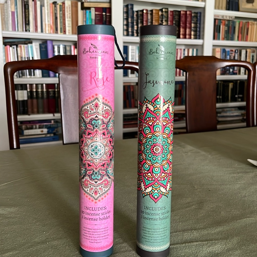 Two (2) new without tags Bohemian Nomad incense sticks. One Rose, one Jasmine.